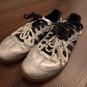 Adidas Silver Sneakers with Pearl Details